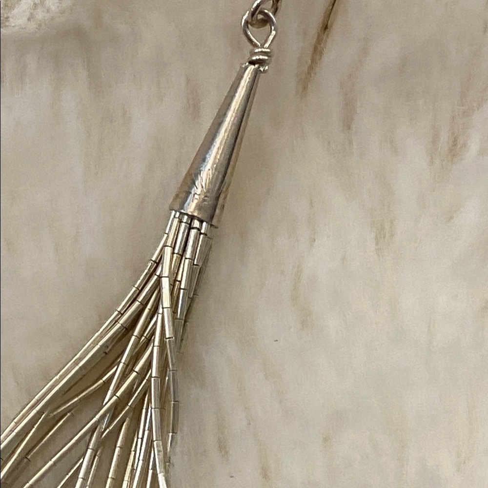 Liquid Silver Dangle Earrings - Picture 4 of 5
